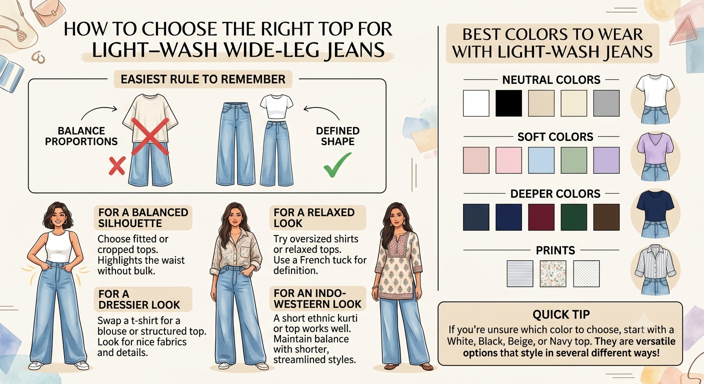 How to Choose the Right Top for Light Wash Wide Leg Jeans How to Choose the Right Top for Light Wash Wide Leg Jeans