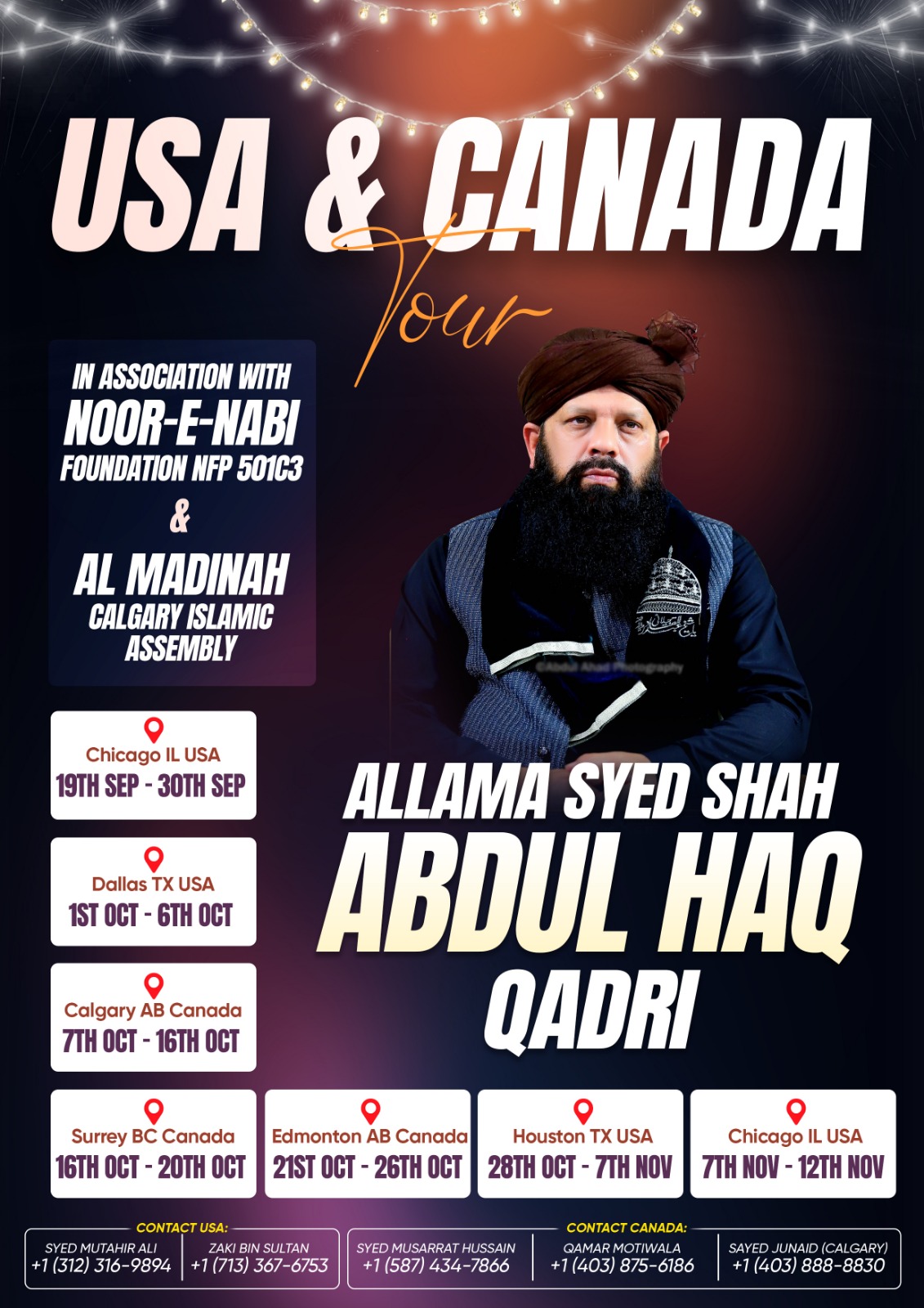 Allama Syed Shah Abdul Haq Qadri USA & Canada Tour poster