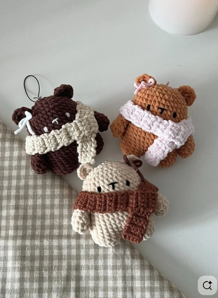 Cozy Crochet Bear Keychain Set
