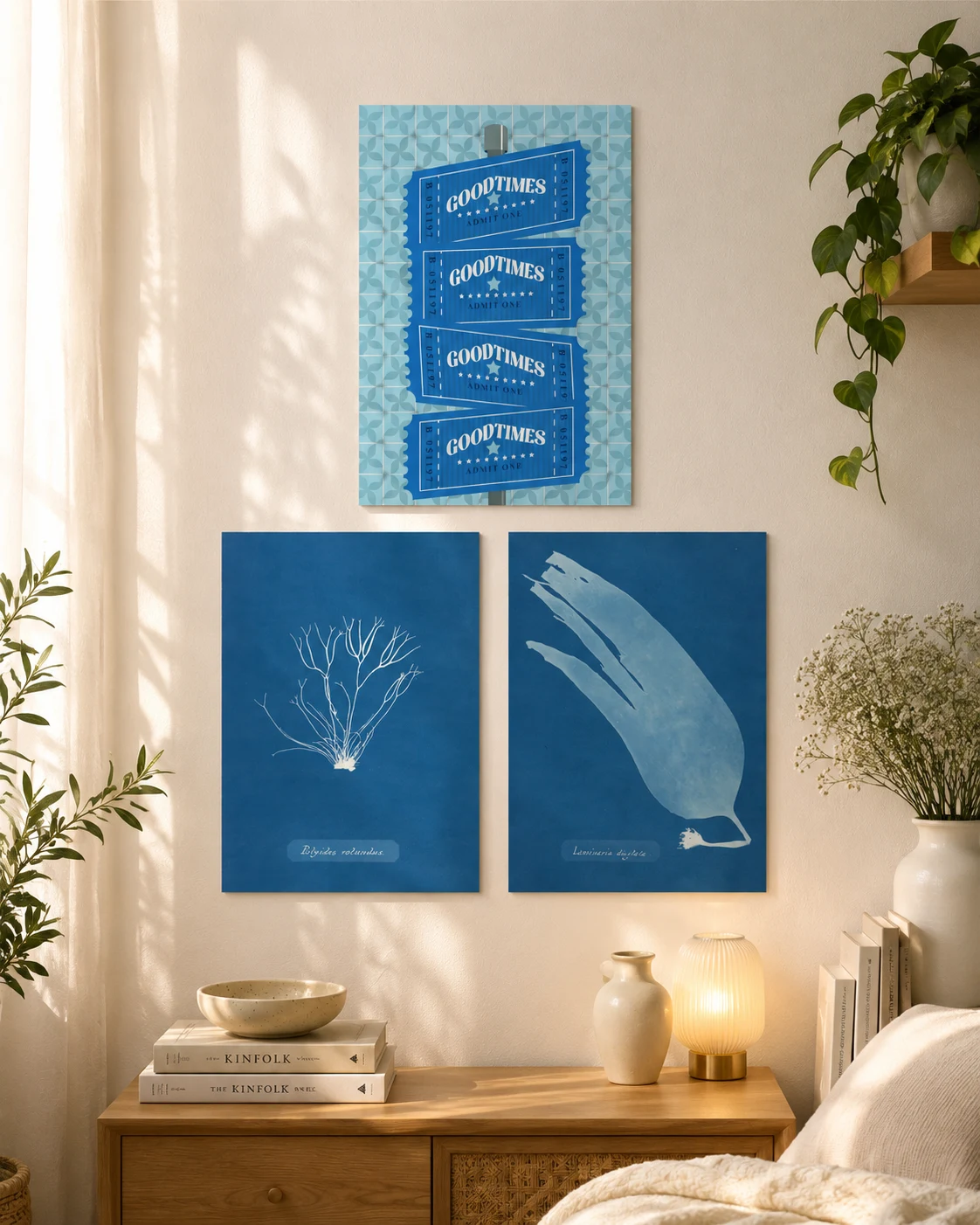 Blue Botanical & Retro Art Collection