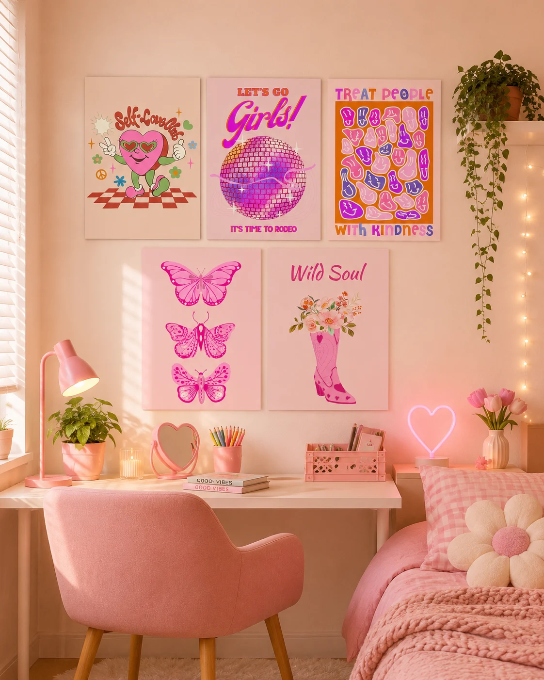 Pink Power & Wild Soul – Aesthetic Wall Art Set