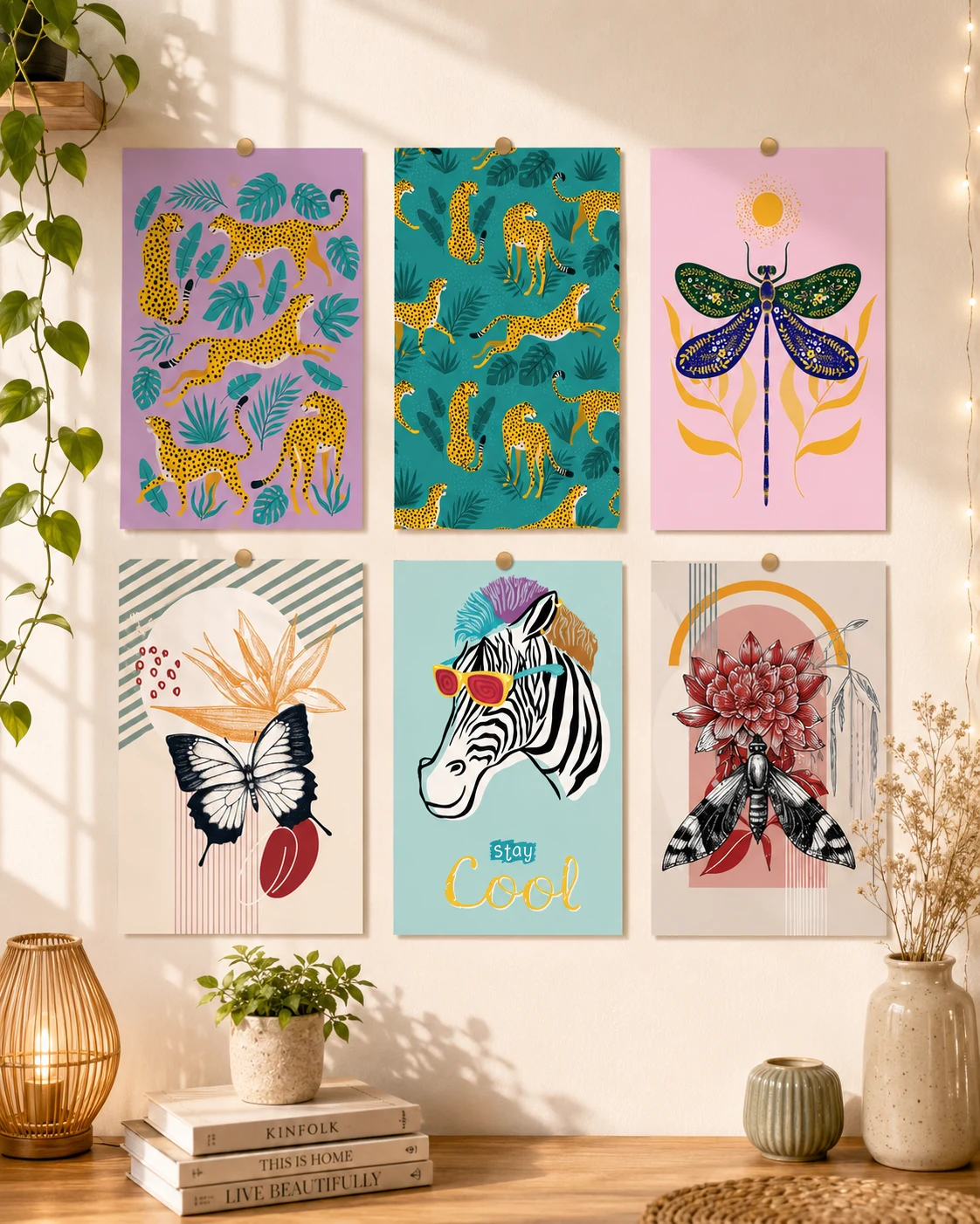 Wild & Whimsical Animal Gallery Wall – Set of 6 A5 Art Prints