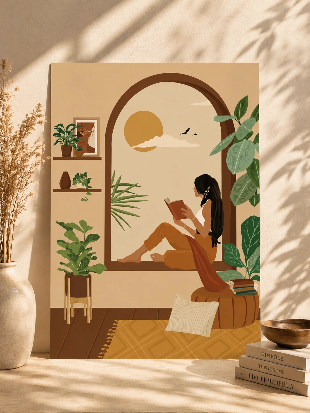 The Quiet Reader – Aesthetic Woman Reading Wall Art