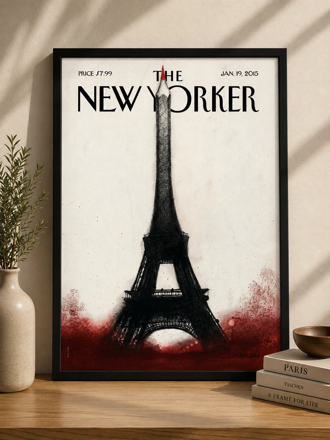 The New Yorker – Eiffel Sketch Premium Black Framed Cover Art