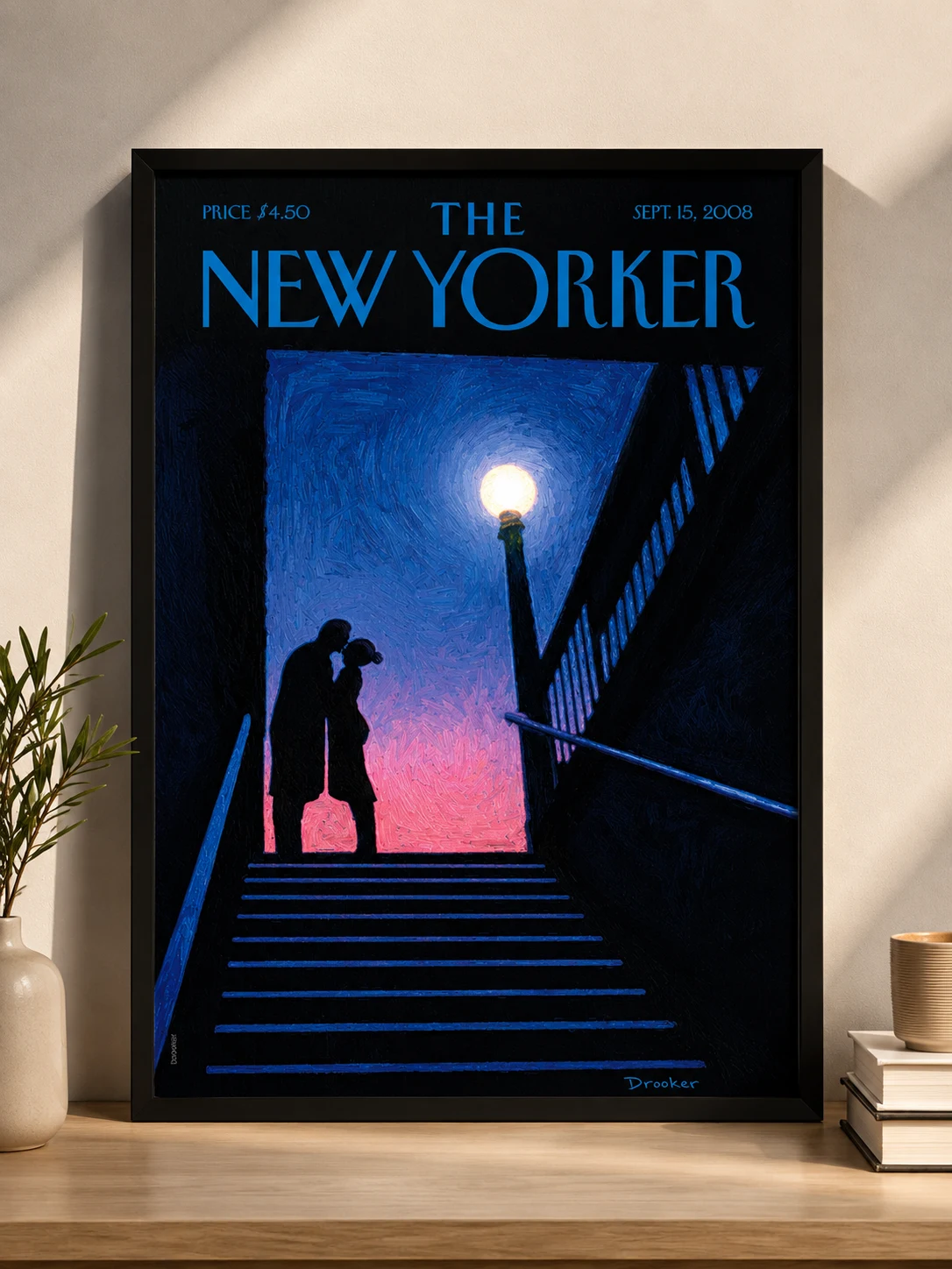 The New Yorker – Moonlit Romance Premium Black Framed Cover Art