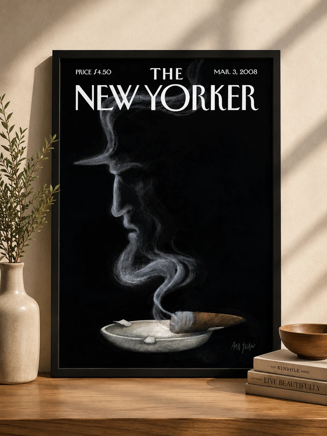 The New Yorker – Smoke & Shadows Premium Black Framed Cover Art