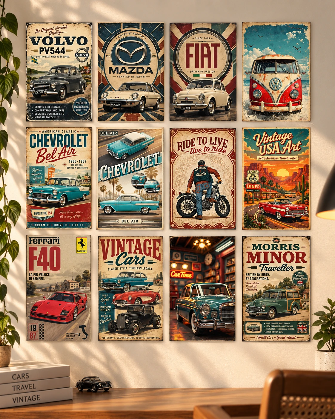 Vintage Cars Retro Poster Collection