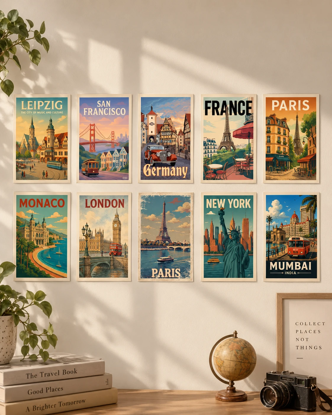 Vintage World Travel Poster Set – Aesthetic City Wall Art