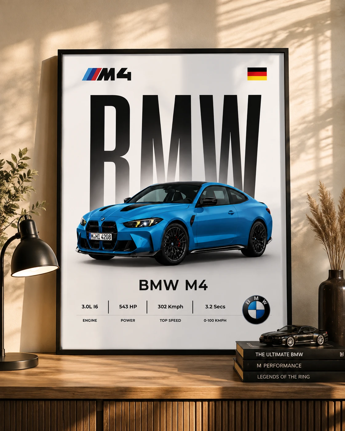 BMW M4 Poster | Premium Sports Car Wall Art | Luxury BMW Garage & Office Decor