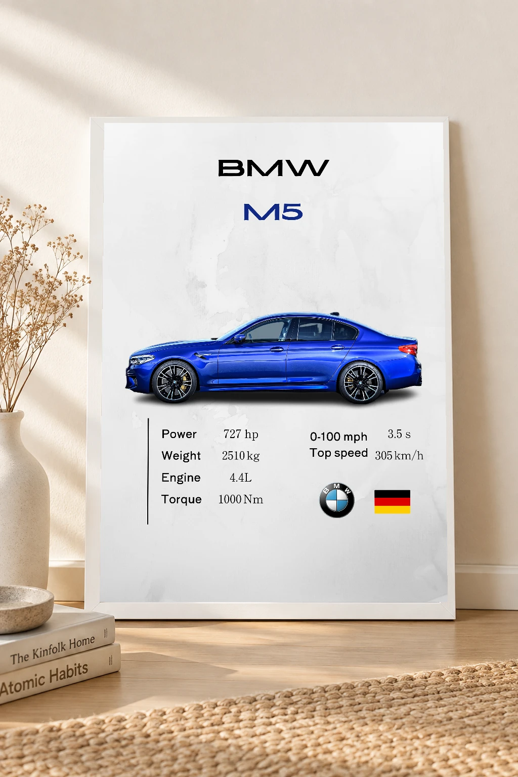BMW M5 Poster | Premium Sports Sedan Wall Art | Automotive Decor for Garage & Office
