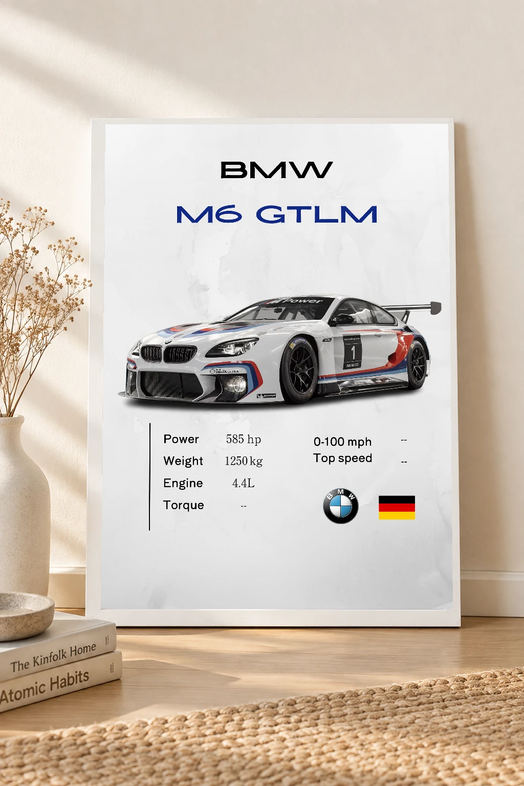 BMW M6 GTLM Poster | Premium Race Car Wall Art | Automotive Decor for Garage & Office