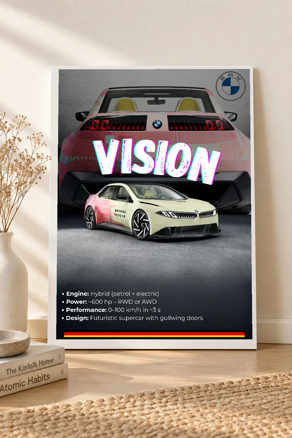 BMW Vision Poster | Premium Concept Car Wall Art | Automotive Decor for Garage & Office