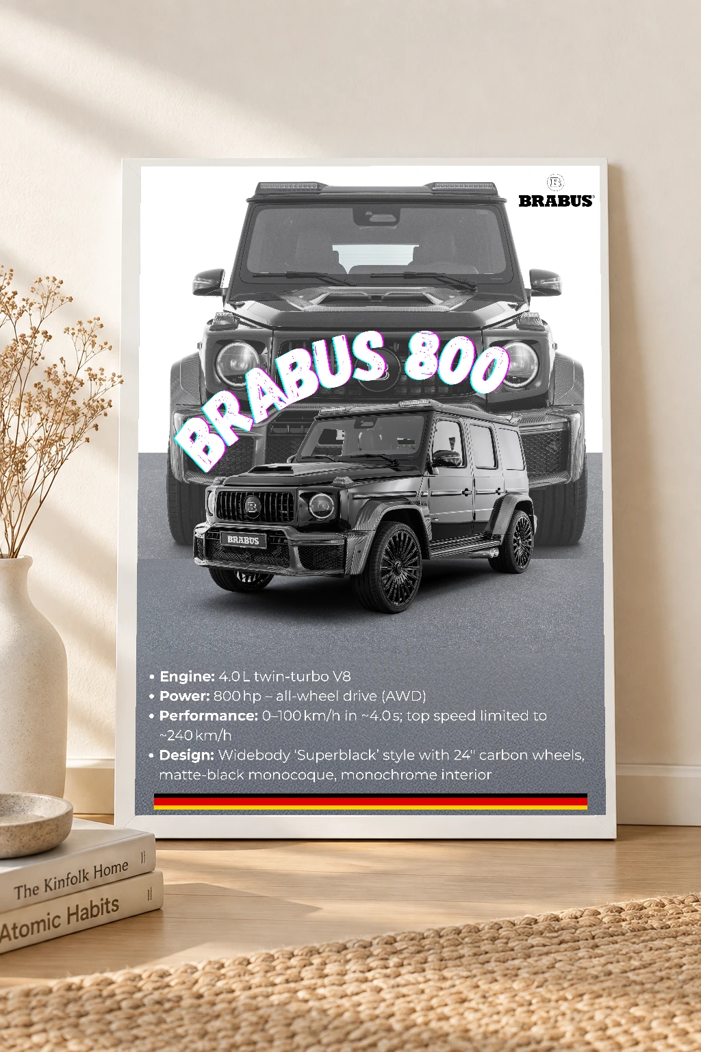 Brabus 800 Superblack Poster | Premium Performance SUV Wall Art | Automotive Decor for Garage & Office