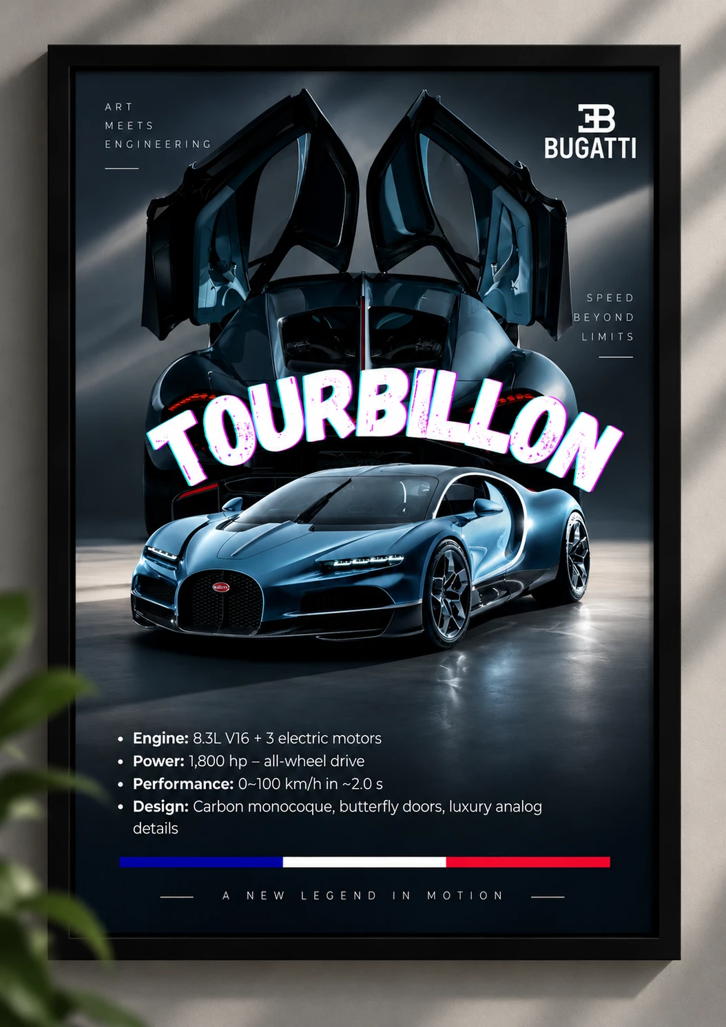 Bugatti Tourbillon Poster | Premium Hypercar Wall Art | Luxury Automotive Decor for Garage & Office