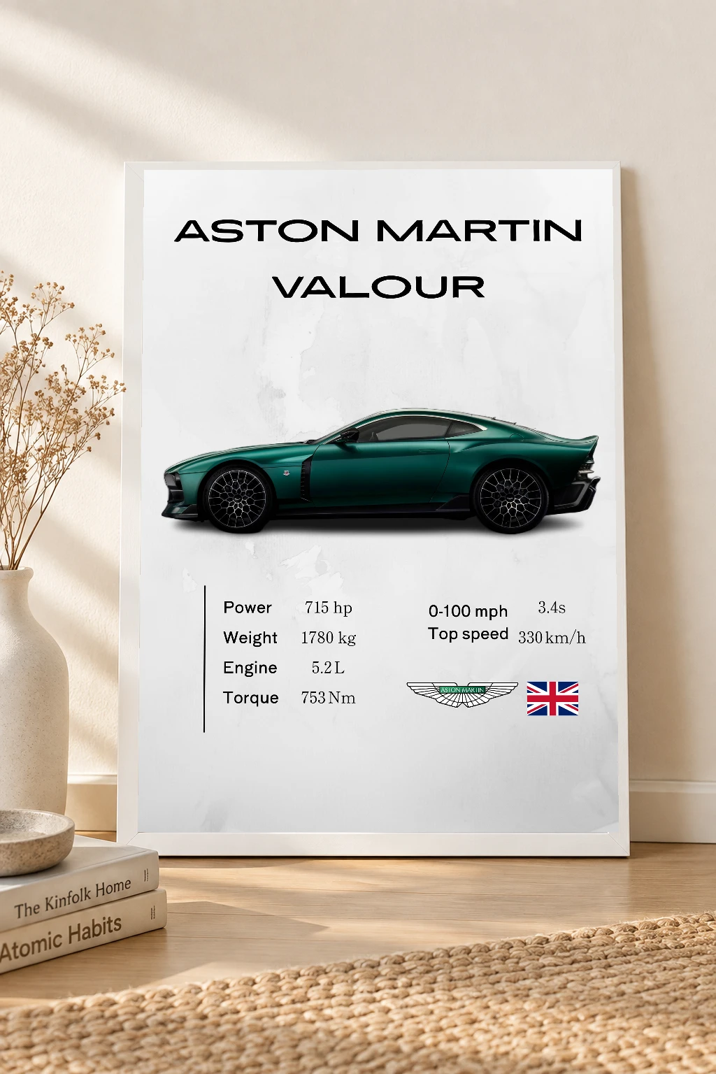Aston Martin Valour Poster | Premium Grand Tourer Wall Art | Automotive Decor for Garage & Office