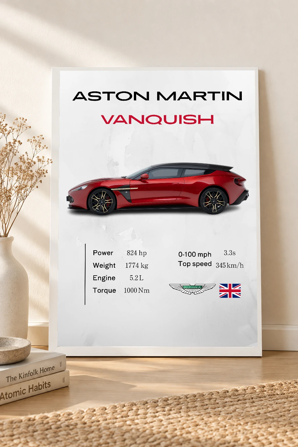 Aston Martin Vanquish Poster | Premium Grand Tourer Wall Art | Automotive Decor for Garage & Office