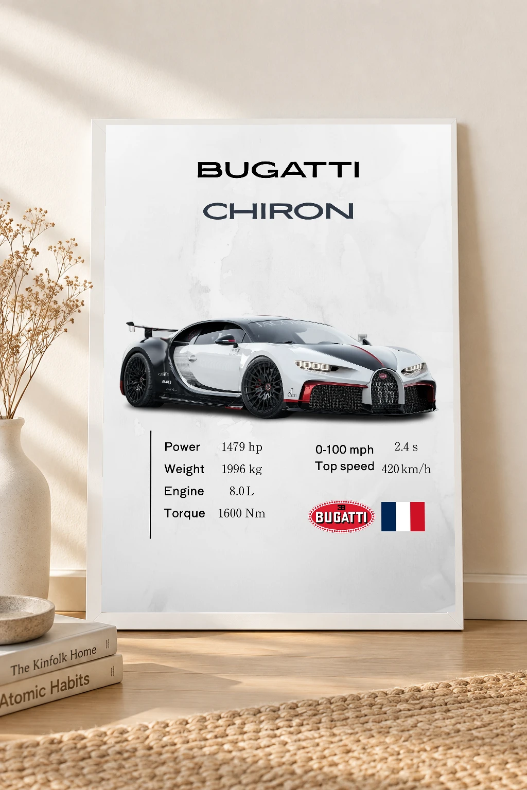 Bugatti Chiron Poster | Premium Hypercar Wall Art | Automotive Decor for Garage & Office