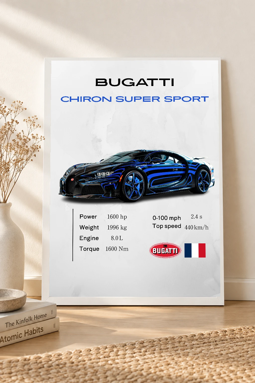 Bugatti Chiron Super Sport Poster | Premium Hypercar Wall Art | Automotive Decor for Garage & Office
