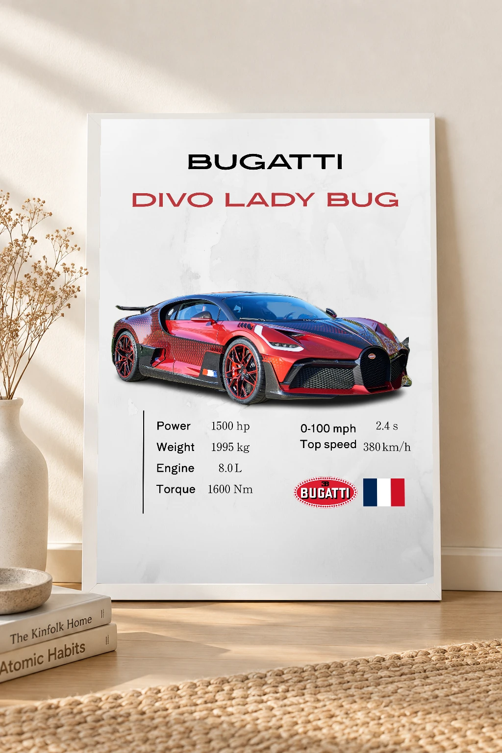 Bugatti Divo Poster | Premium Hypercar Wall Art | Automotive Decor for Garage & Office