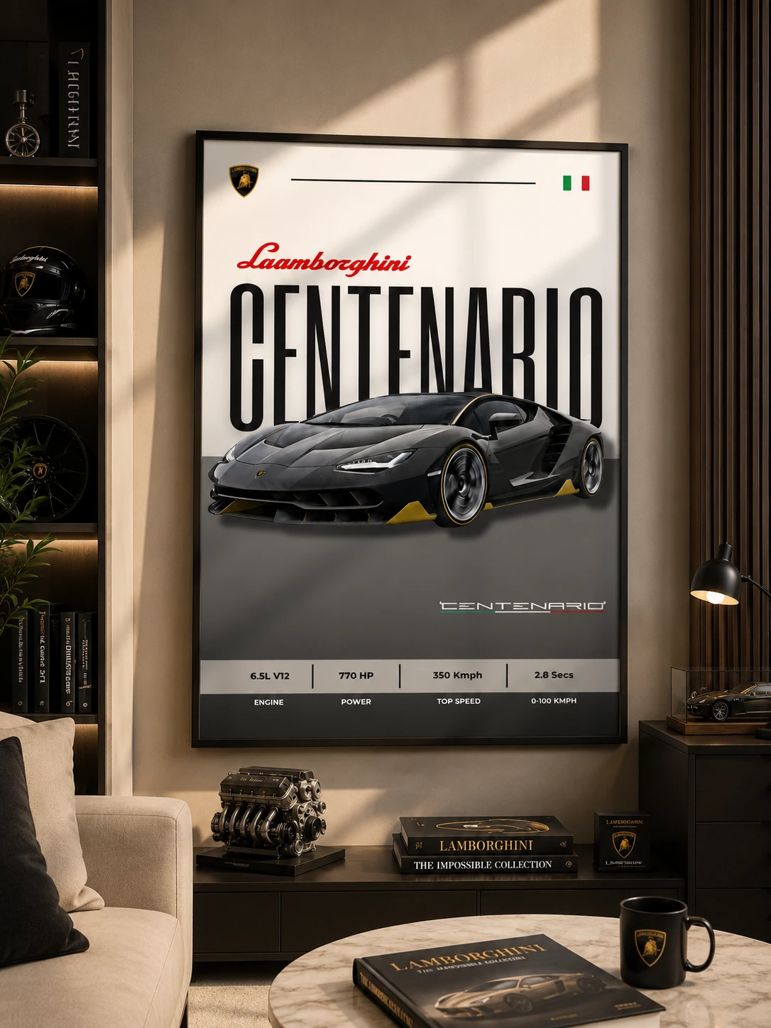 Lamborghini Centenario Poster | Premium Lamborghini Wall Art | Luxury Supercar Decor for Garage & Office