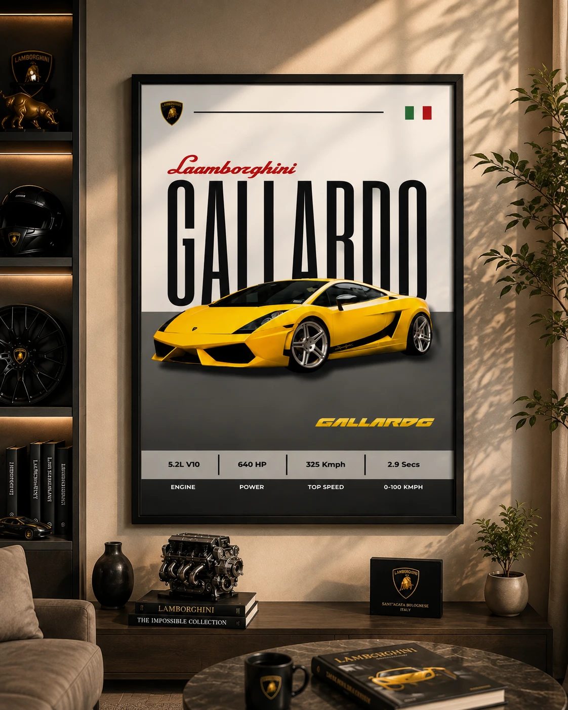 Lamborghini Gallardo Poster | Premium Supercar Wall Art | Luxury Car Decor for Garage & Office