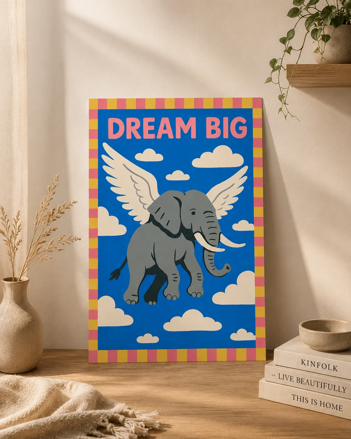 Dream Big – Flying Elephant Aesthetic Poster · Poster only