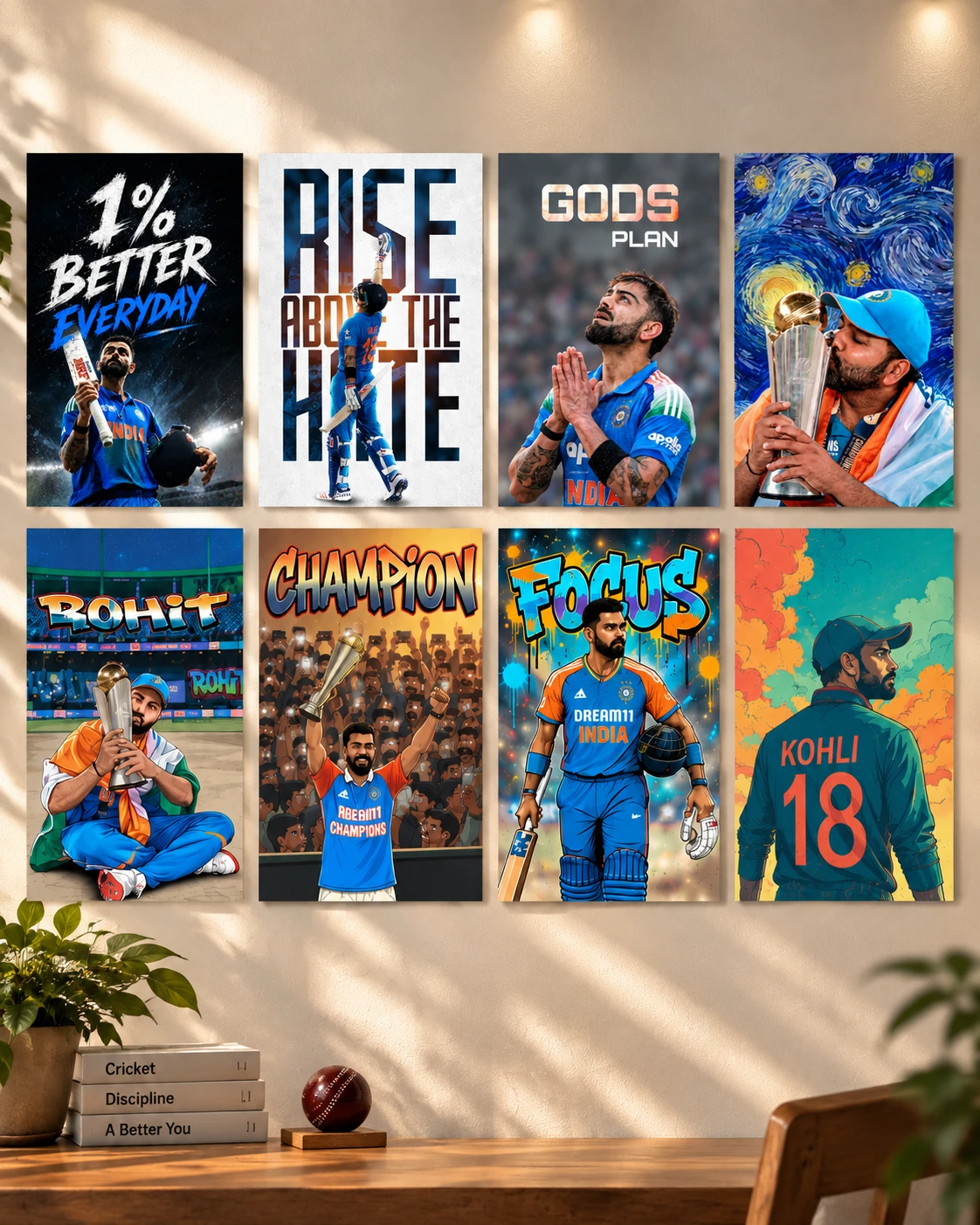 Iconic Cricket Poster Collection – Set of 8 · Poster only