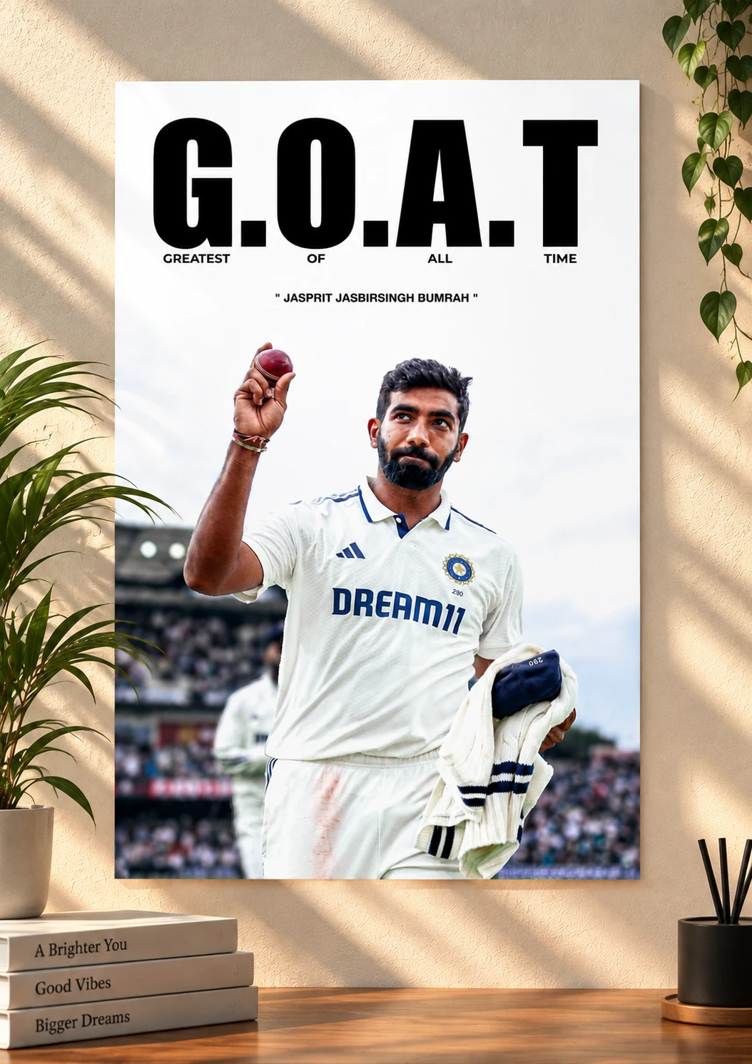Jasprit Bumrah G.O.A.T – Greatest of All Time Cricket Poster · Poster only