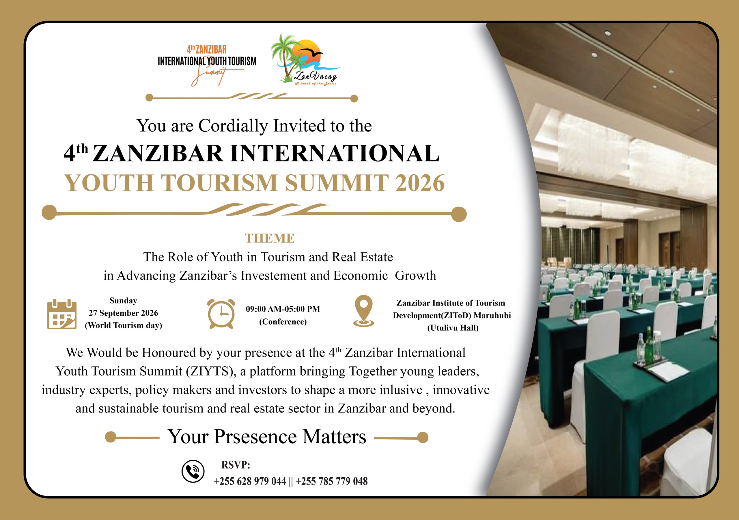 Zanzibar international youth tourism summit in India 2026
