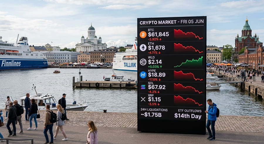 Krypto 5 juni: BTC -50% från ATH, HYPE rasar 17%