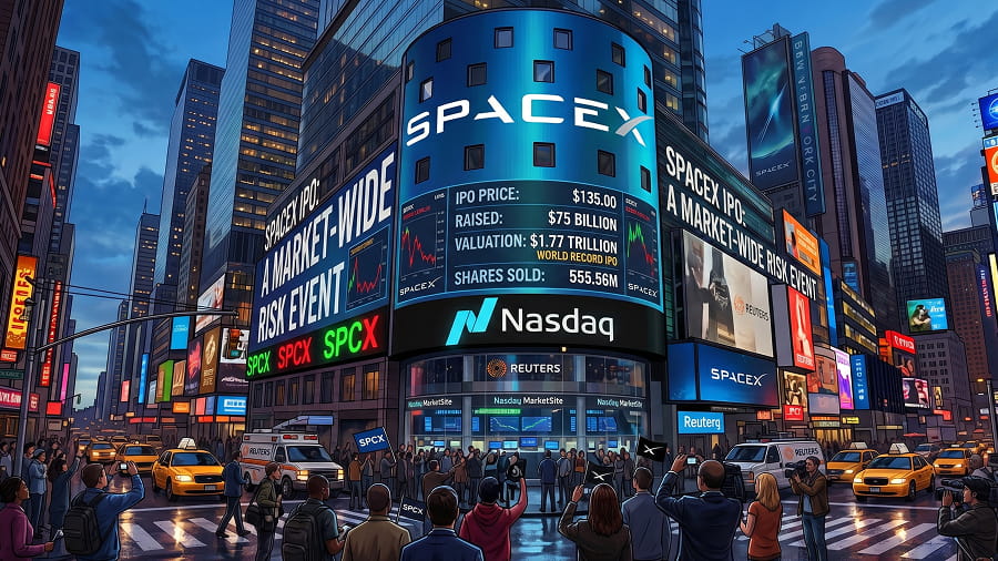 Kripto 12. jūnijā: SpaceX IPO, BTC tuvu 64K