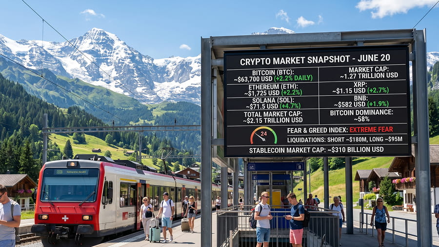 Kripto 20. jūnijā: BTC atlec virs 63K, alti aug