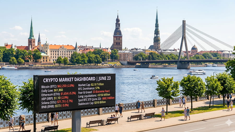 Kripto 23.06.: BTC krīt uz 2 nedēļu zemāko