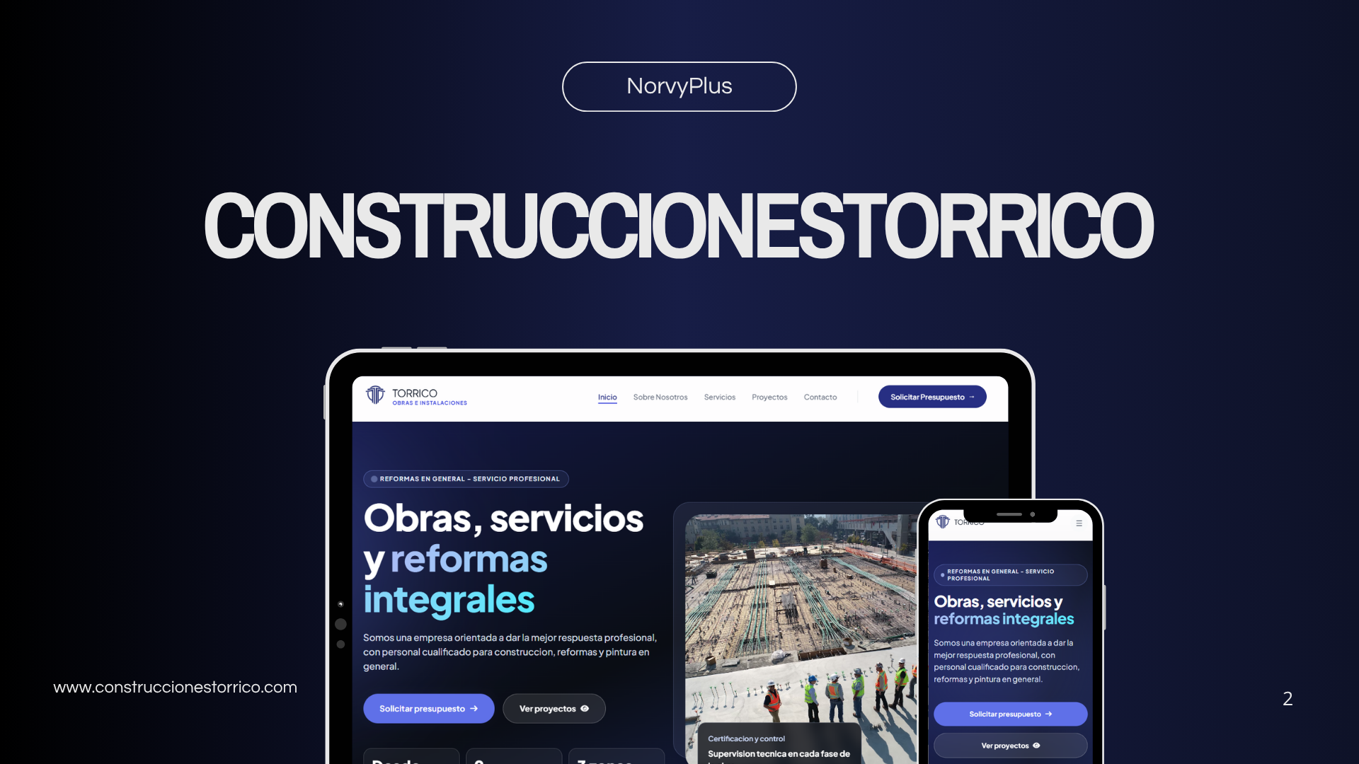 Captura del proyecto Construcciones Torrico