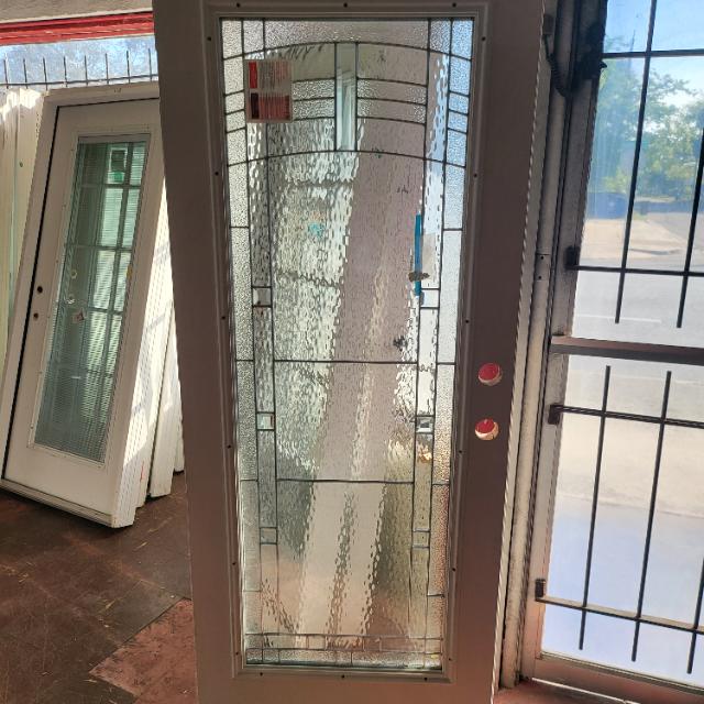 32" x 80"tall decorative glass silver grids full light