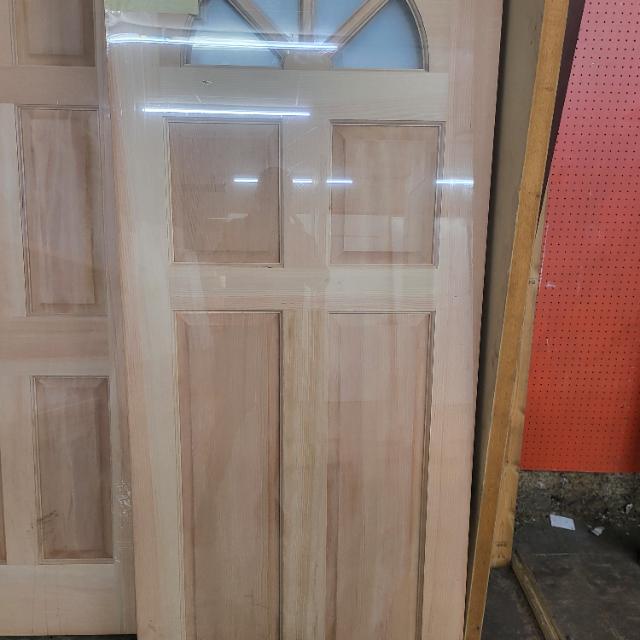 32"w x 80"tall fir fanlight door with  top, 4-panel design