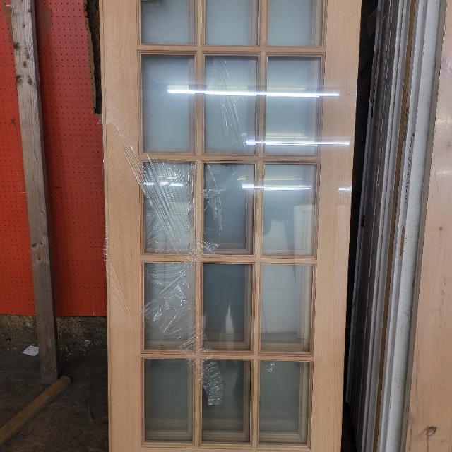 32" x 80"tall 15 lite glass panel exterior fir door slab only