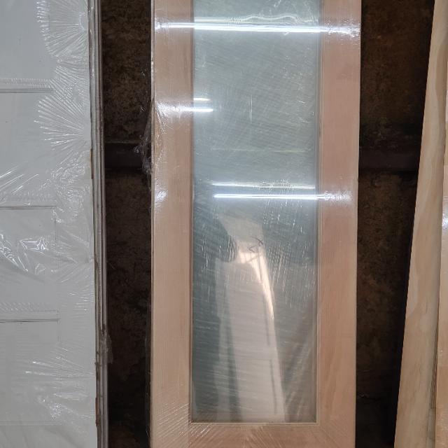 24" x 80"tall wood 1 lite clear glass panel door fir