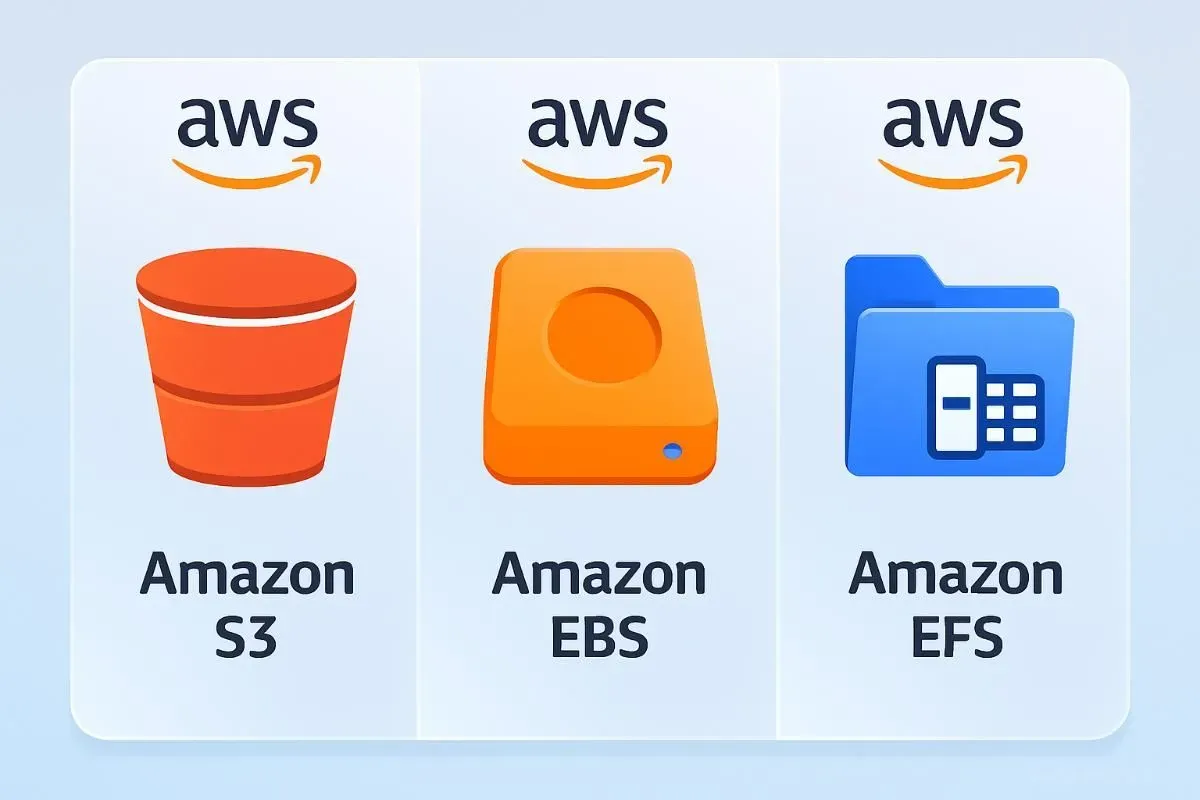 So sánh Amazon S3 vs EBS vs EFS