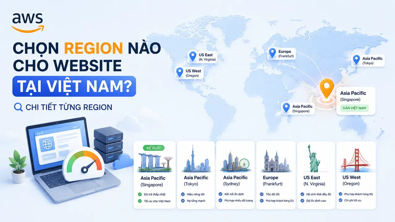 Sơ đồ AWS Region và Availability Zone