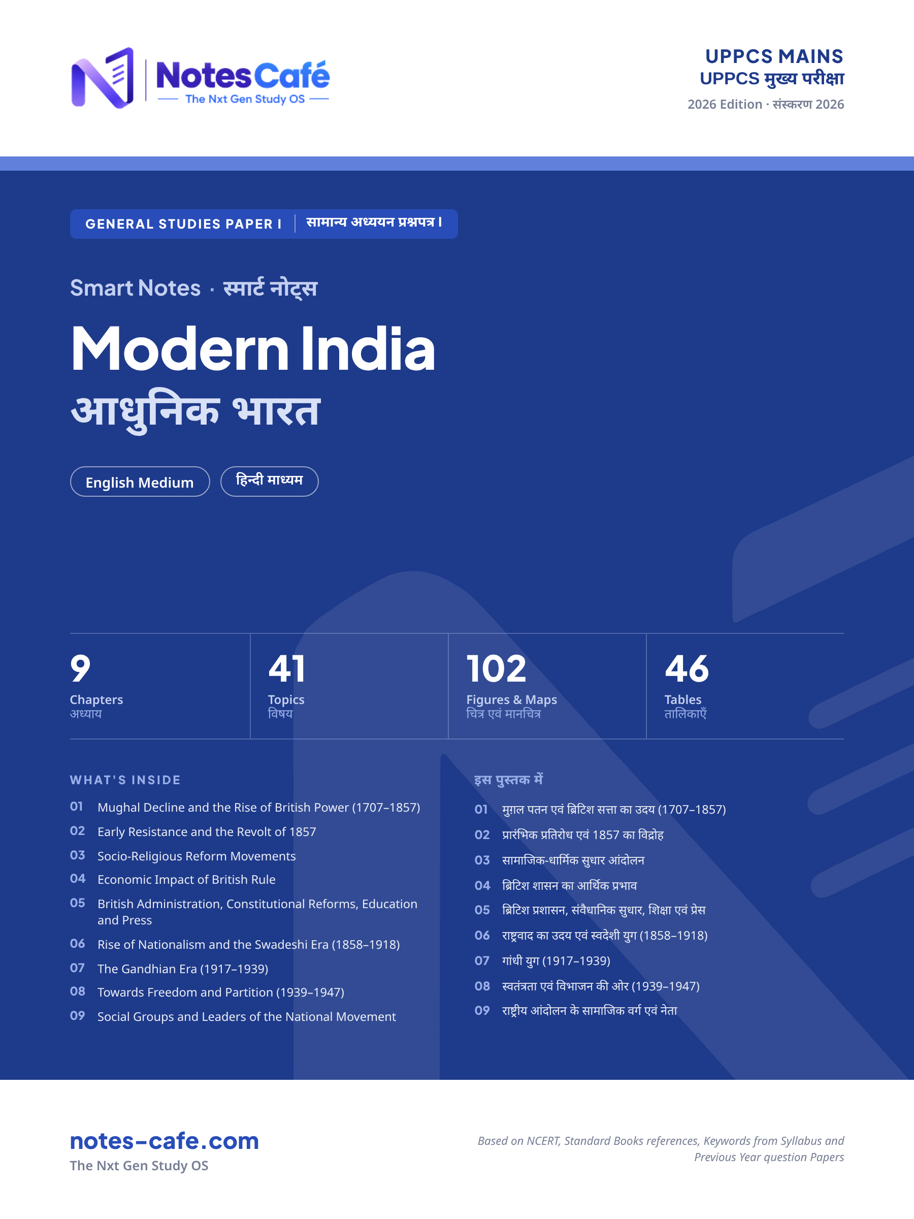Cover of UPPCS Mains - Modern India Smart Notes