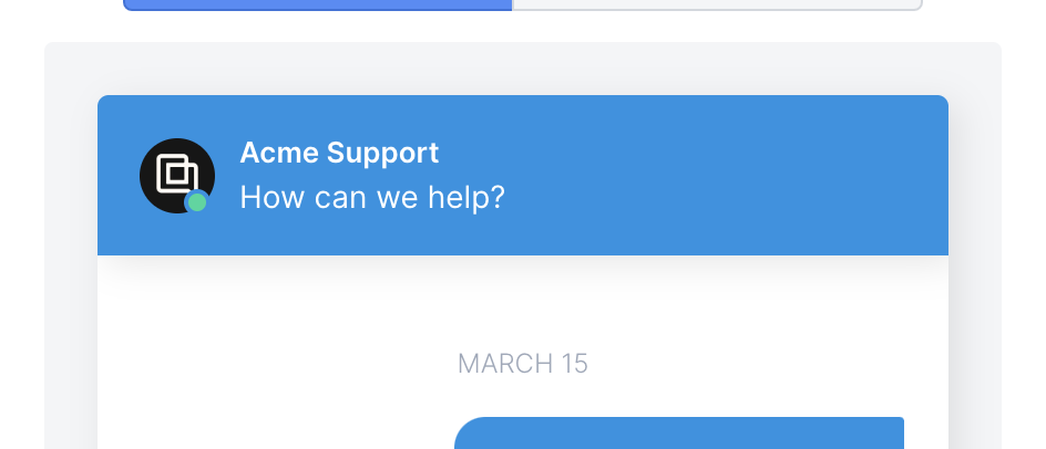 Widget header with avatars and chat title