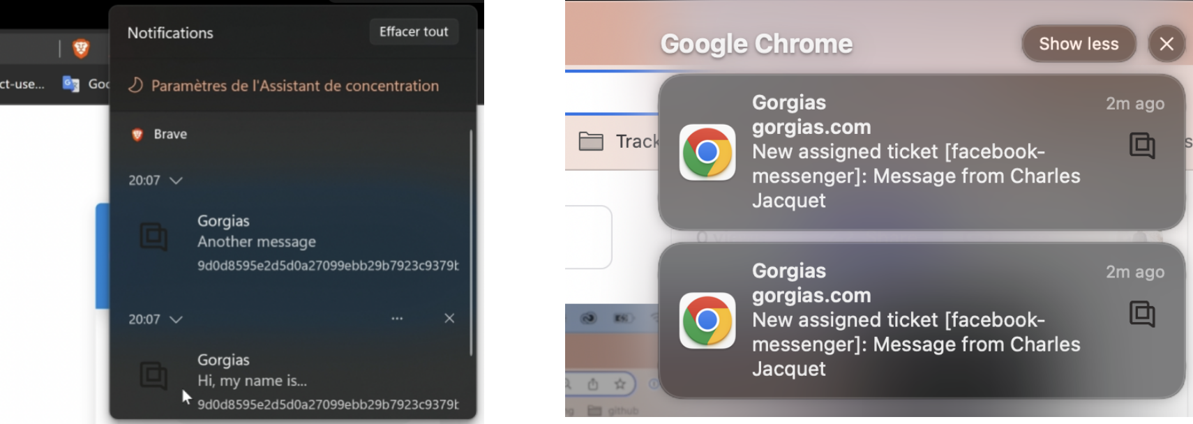 Web notifications are saved in your notification center