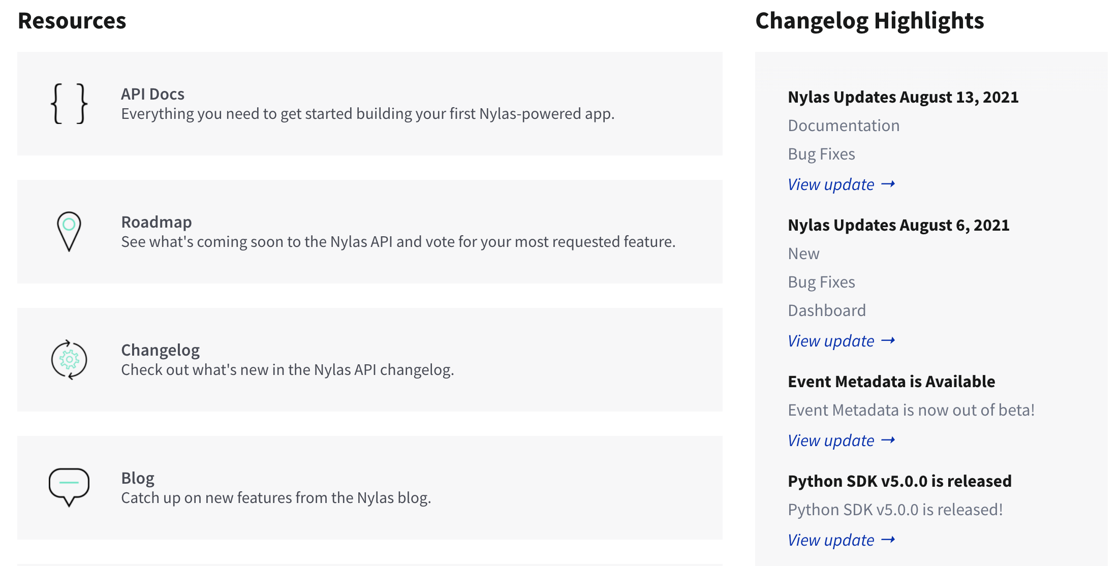 Nylas Updates August 20, 2021