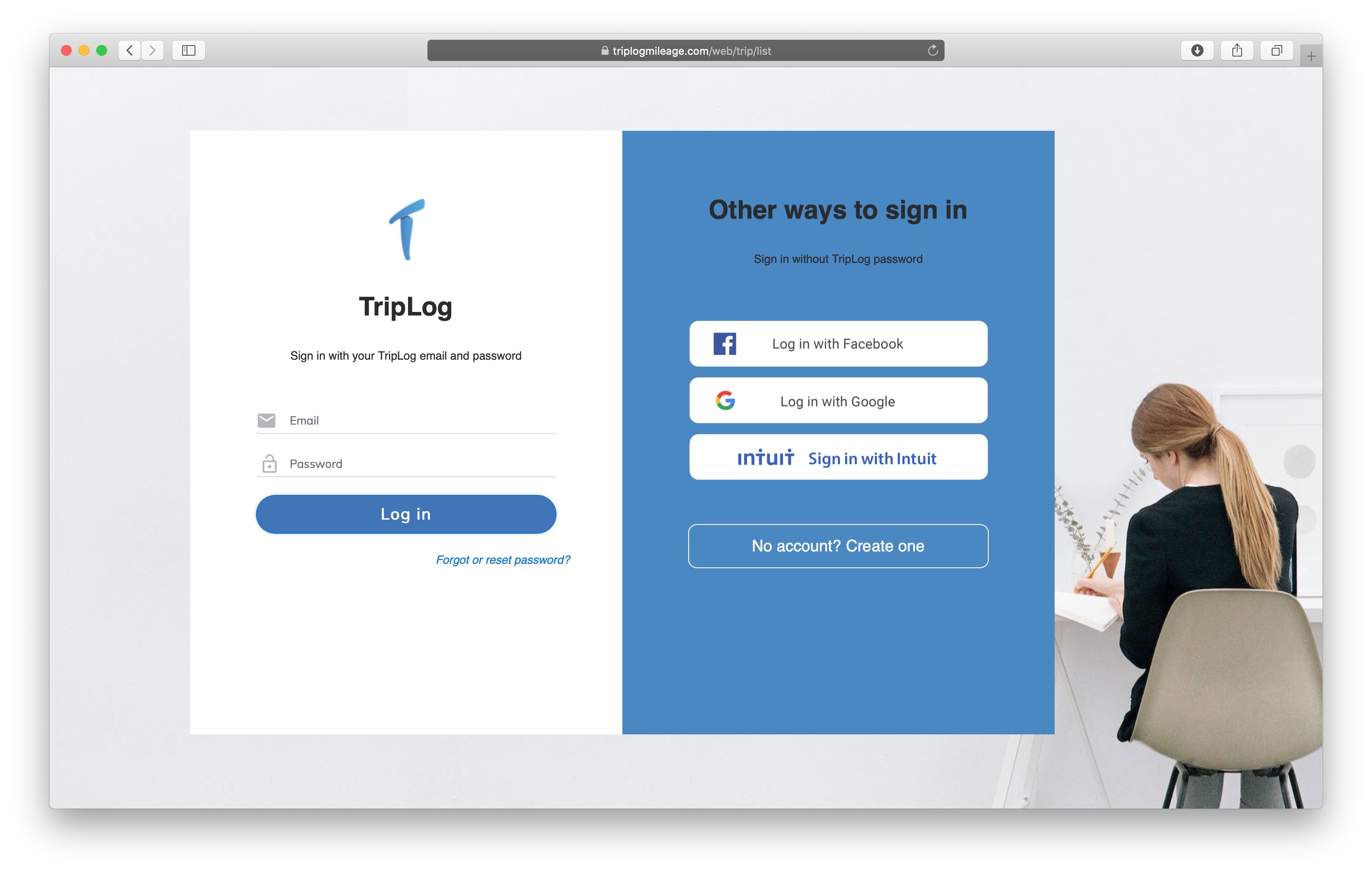 TripLog Web Google/Facebook