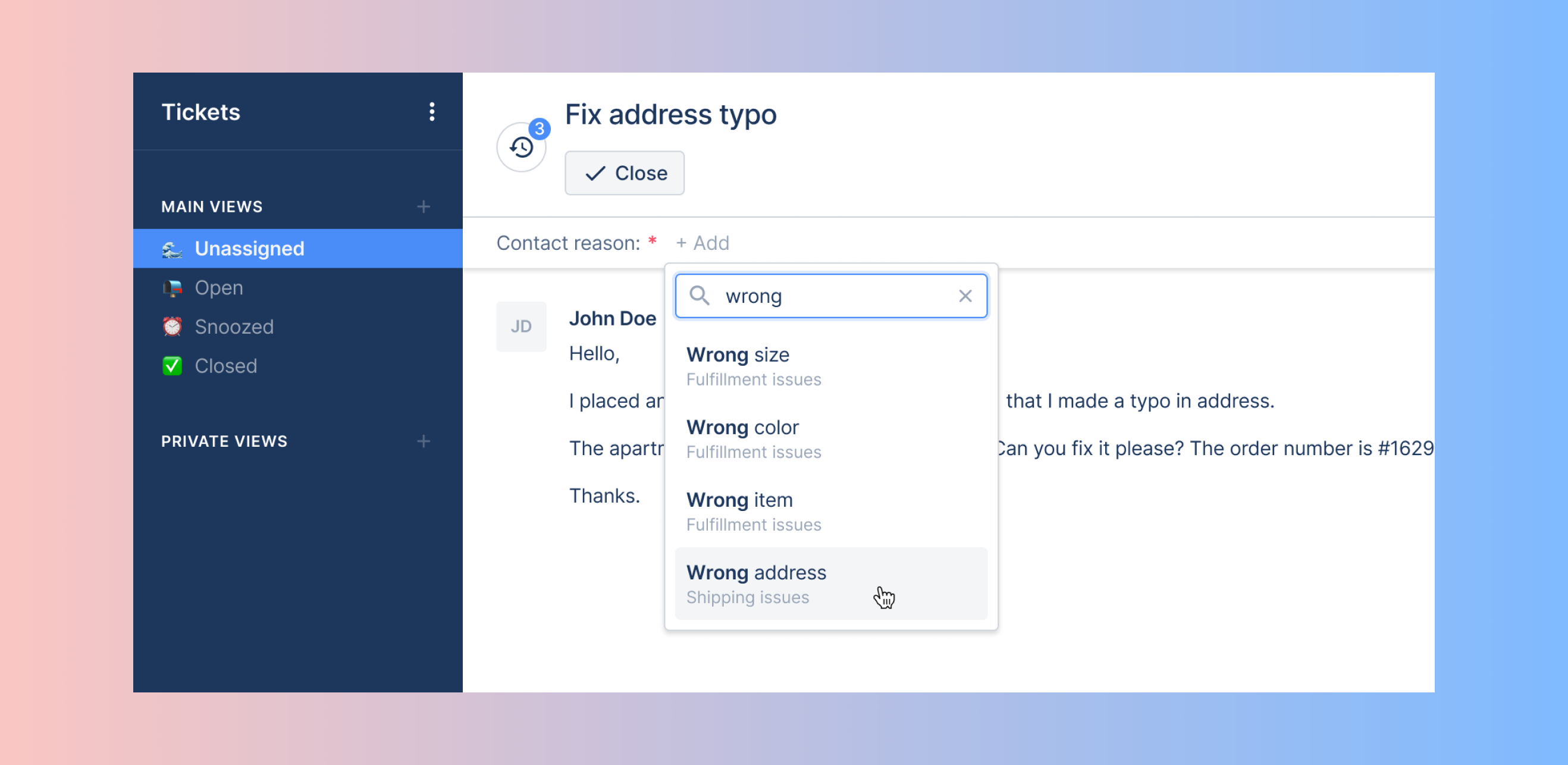 Ticket Fields - Dropdown search