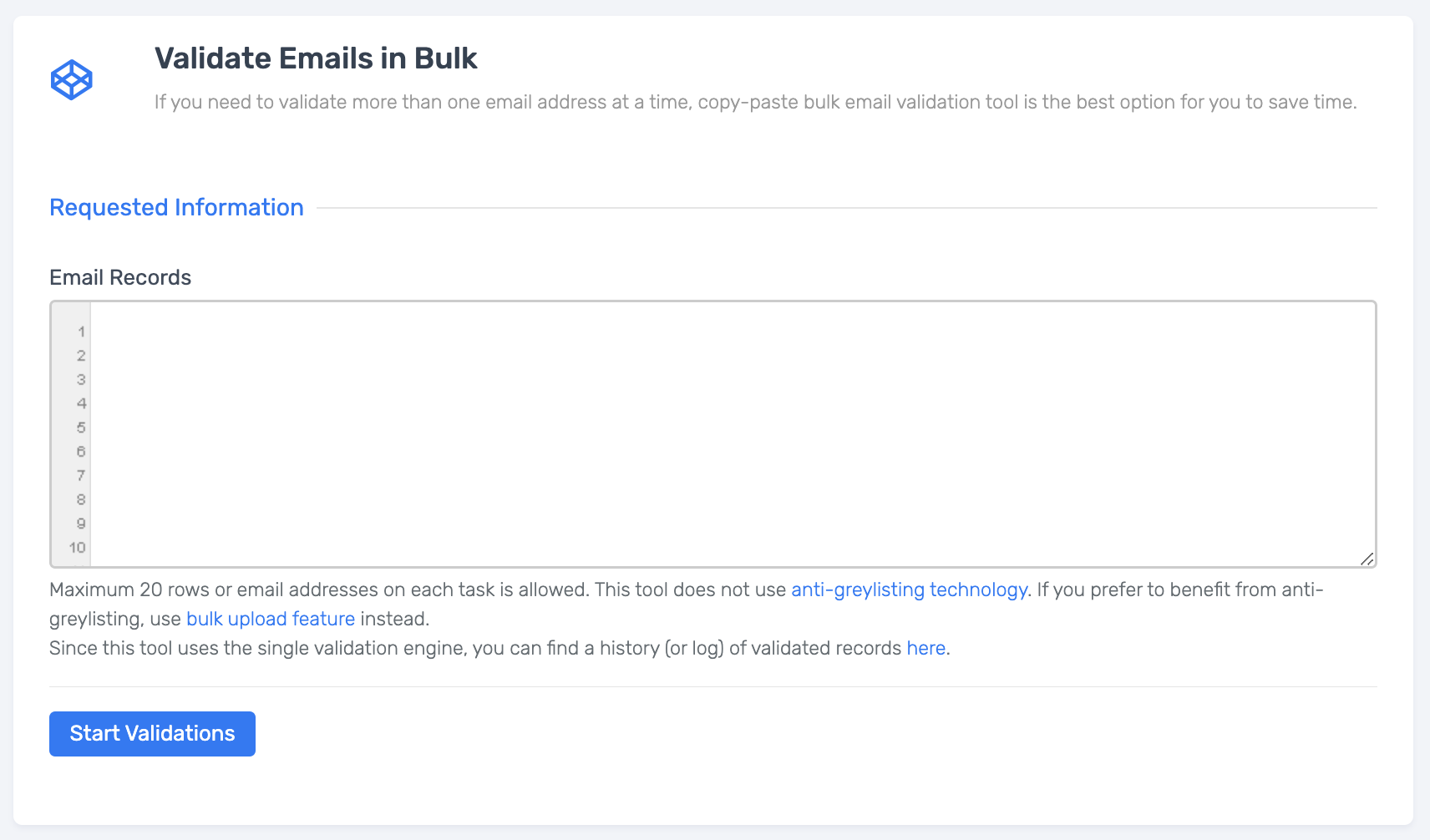 Bulk Copy/Paste Email Validation