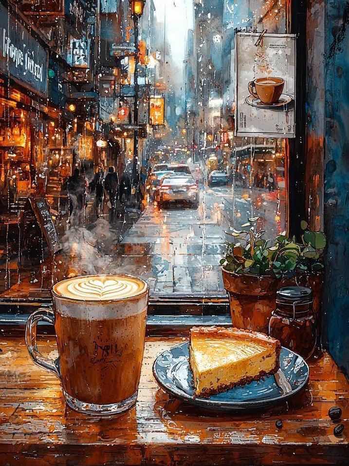 雨の日のカフェラテ