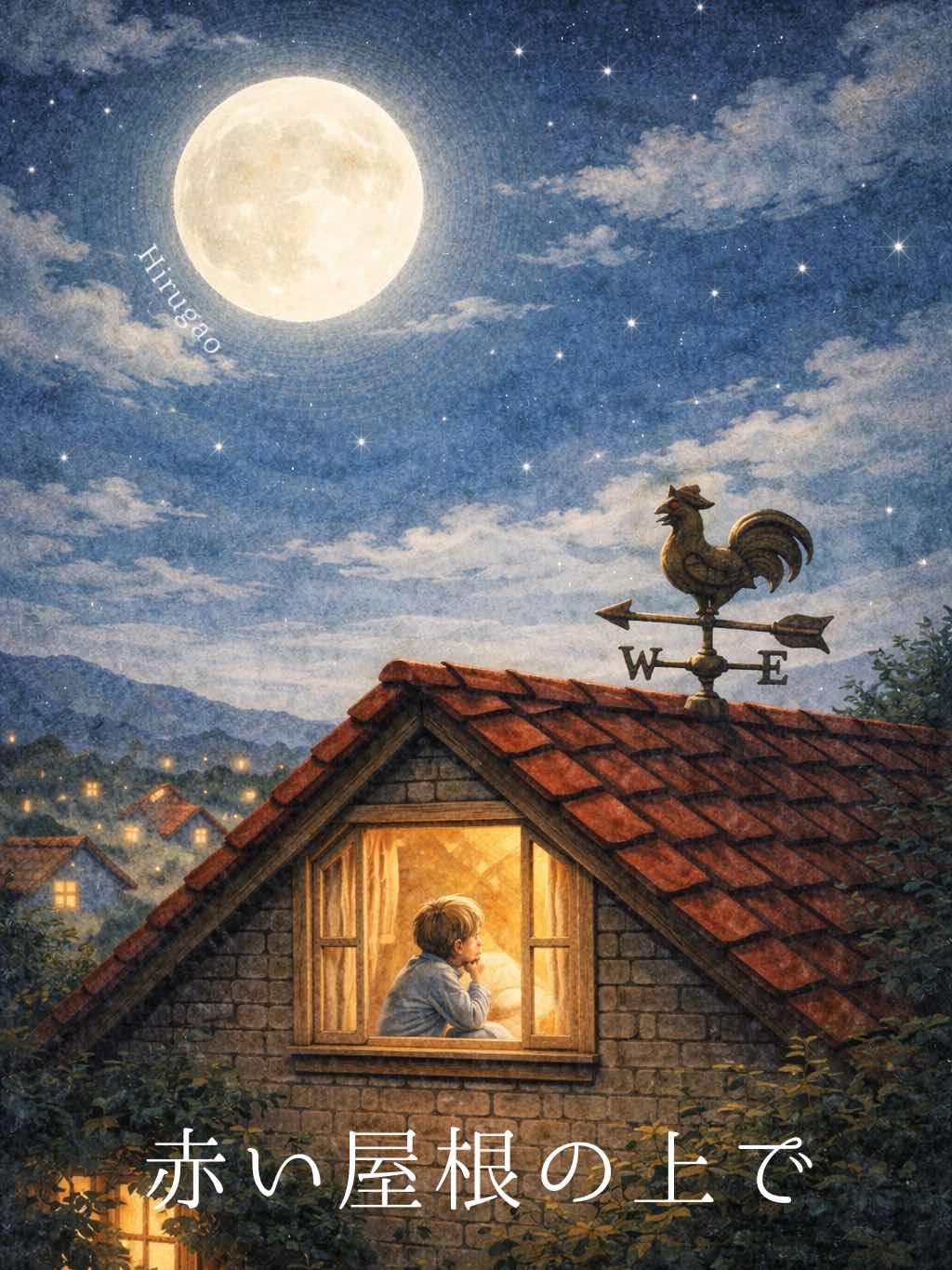 赤い屋根の上で