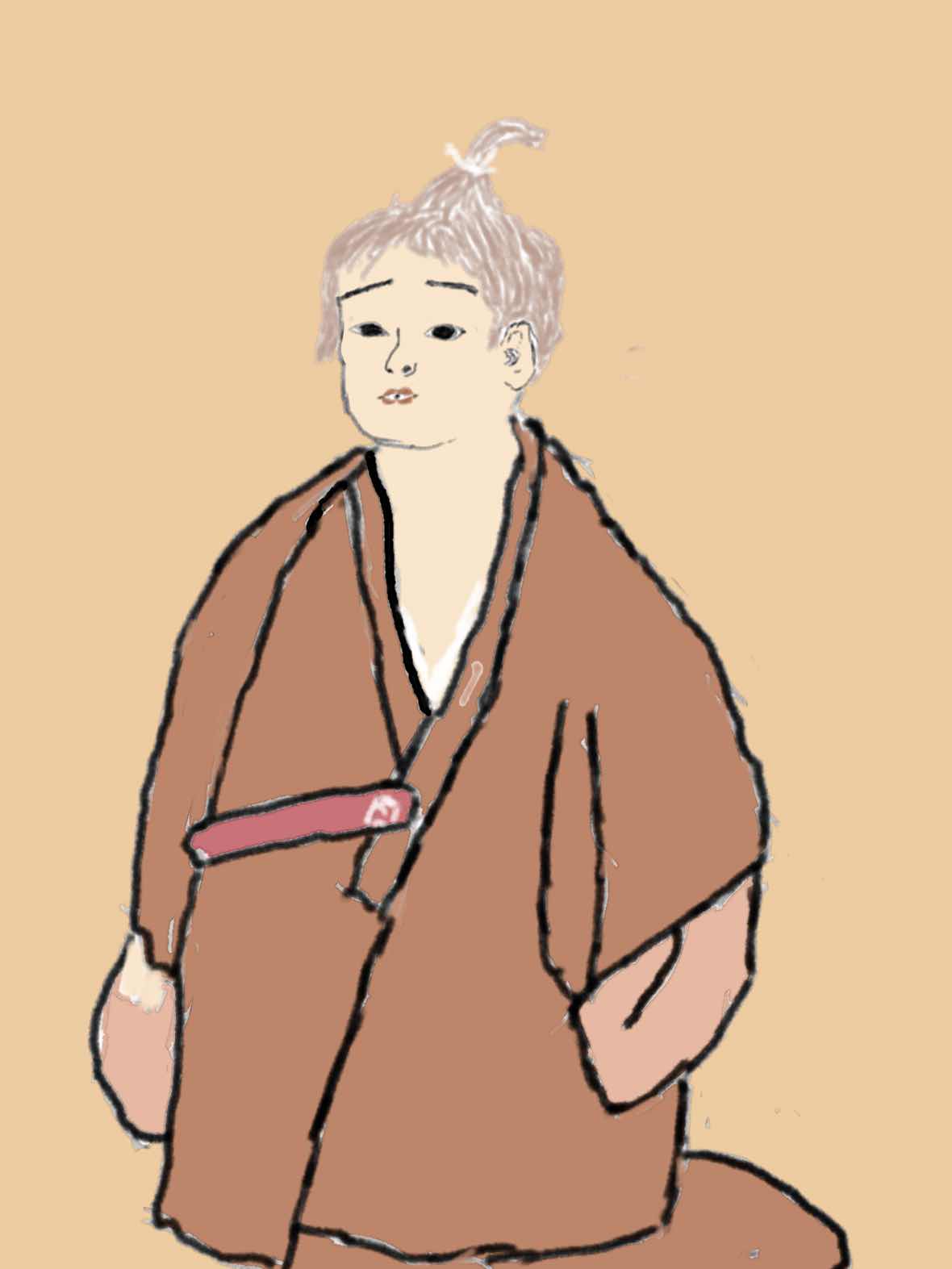 散る桜の下、墓の上で